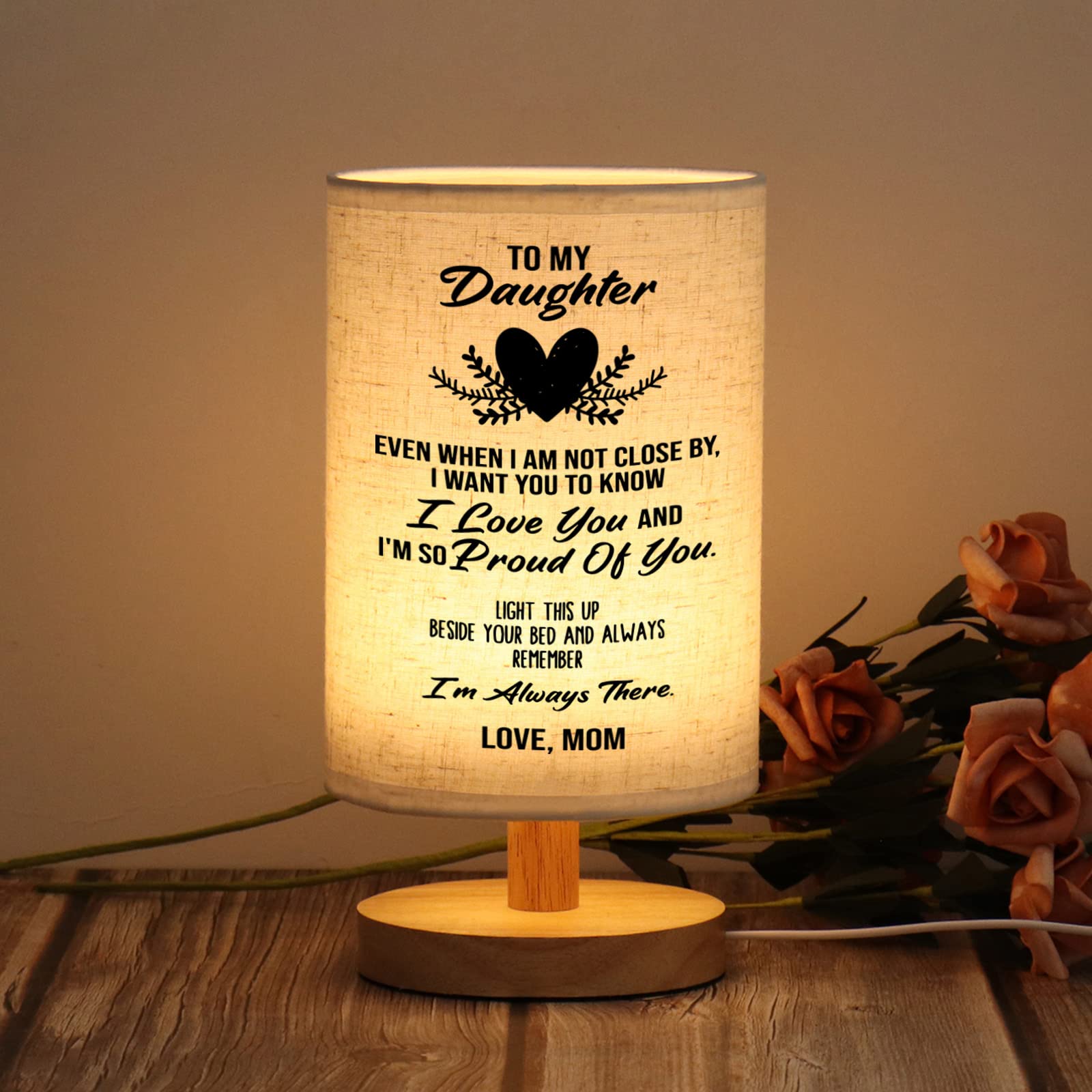 WSYEAR daughter gift lamp with heartfelt shade for a cozy bedside light.