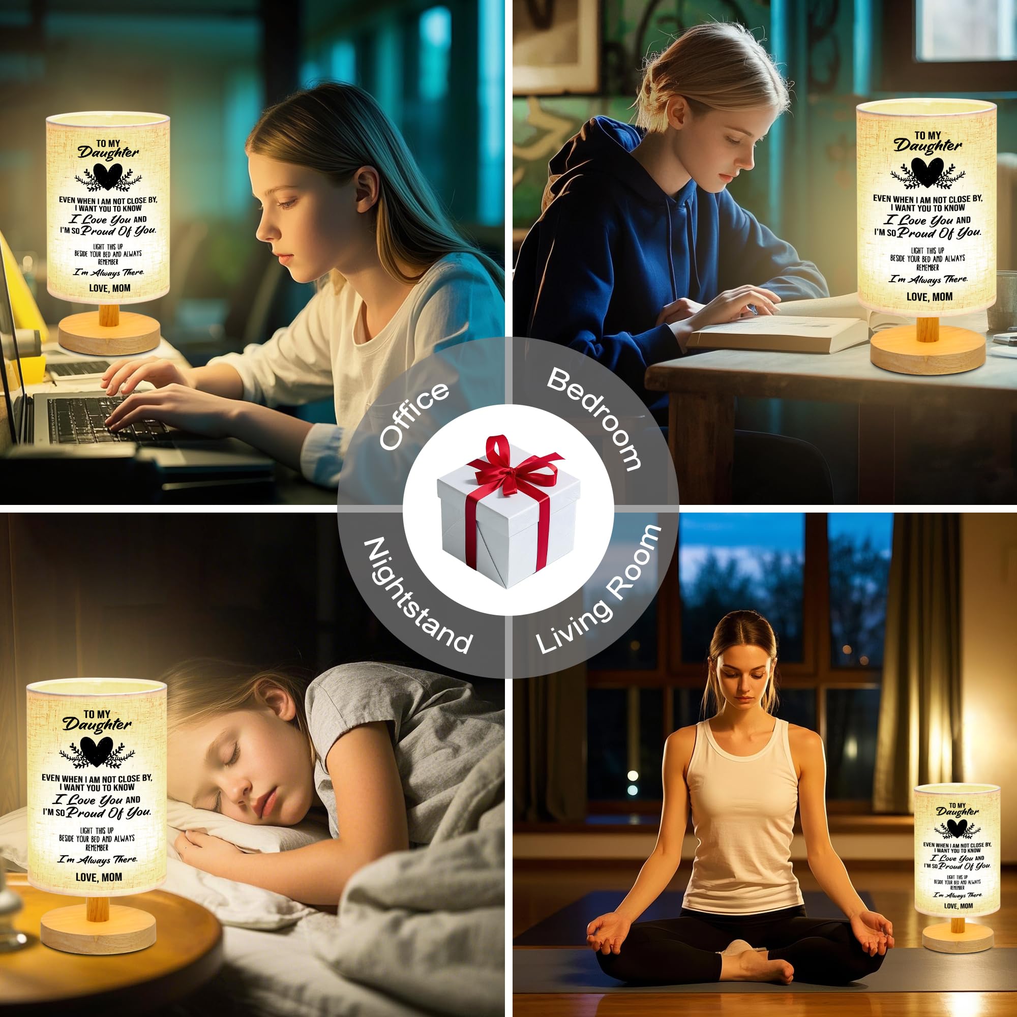 WSYEAR wooden-base lamp adds rustic charm and stable desk placement.