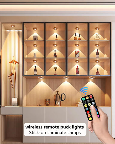 Rechargeable 2000mAh battery powering puck lights for extended use.