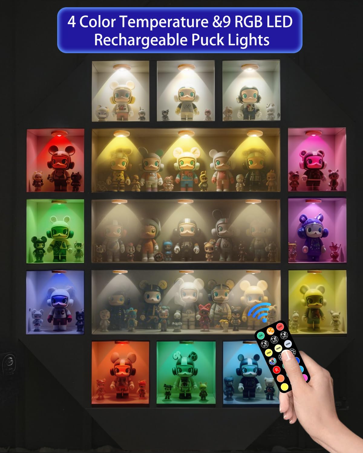 RGB color modes and temperatures create dynamic, customizable ambiance.
