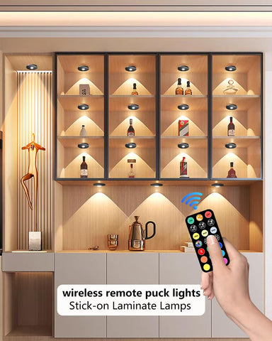 WTXPZM puck light rechargeable battery powering bright cabinet lighting