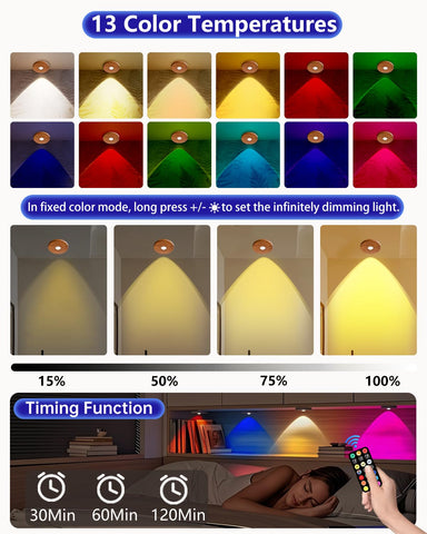Wood-color design of the puck light complements furniture finishes.