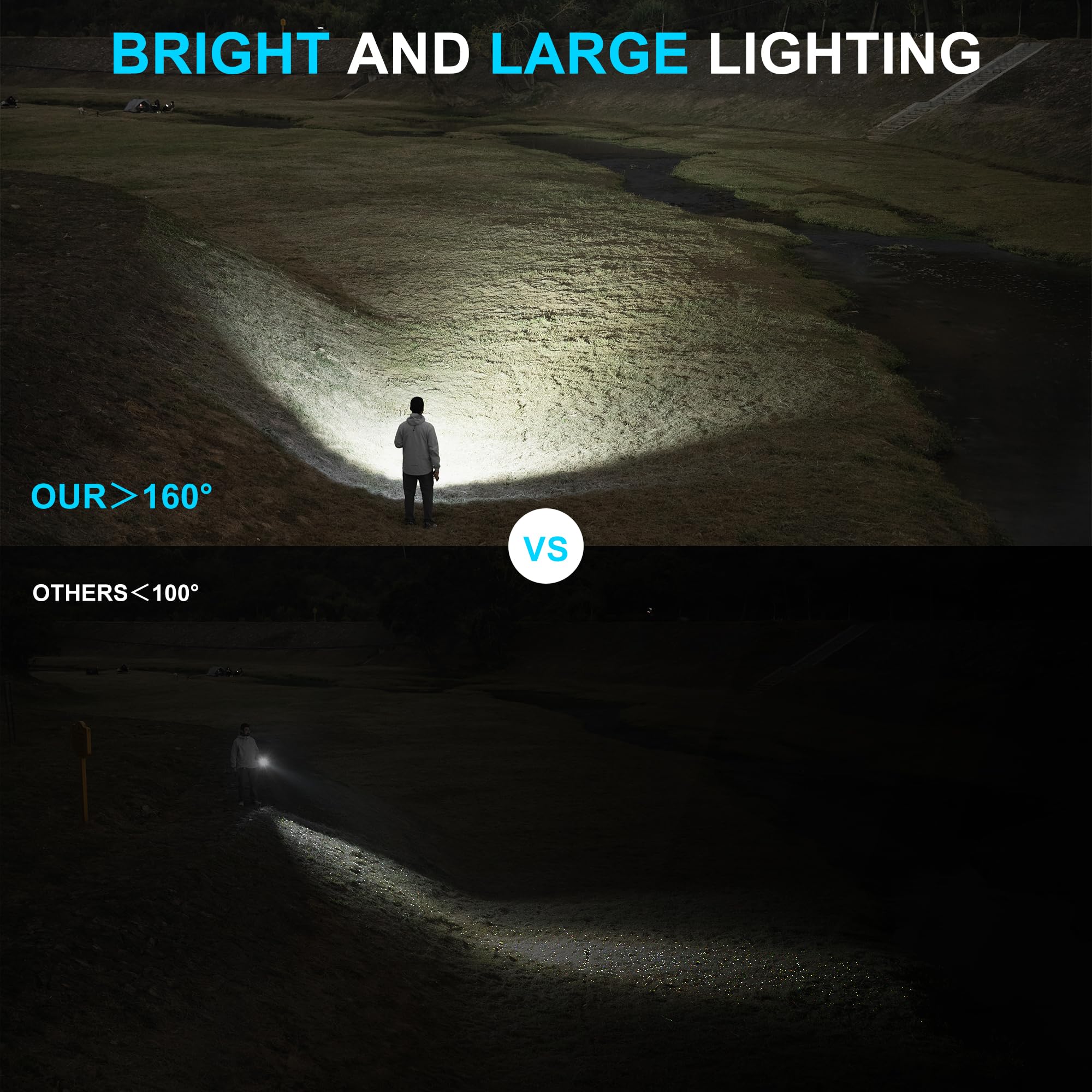 WUBEN C3 beam shot demonstrates 1200 lumens for outdoor visibility