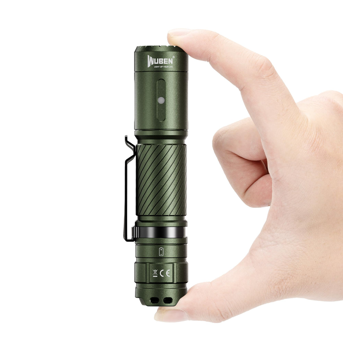 WUBEN C3 flashlight front view highlighting compact size for easy everyday carry