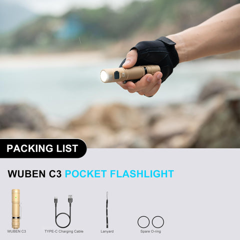 WUBEN C3 rechargeable-battery supports charging for repeated use.