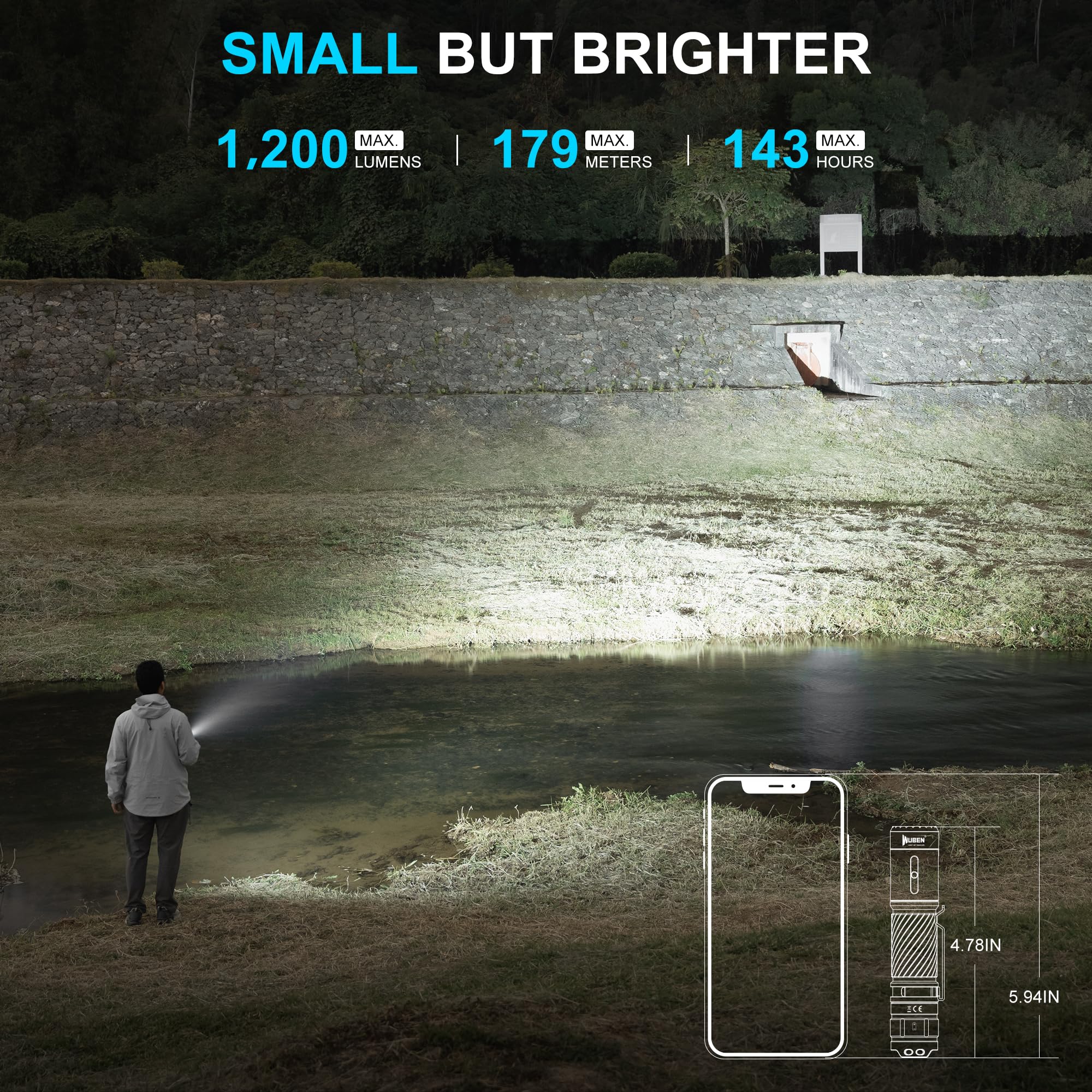 WUBEN C3 side profile shows pocket-friendly size for quick access.