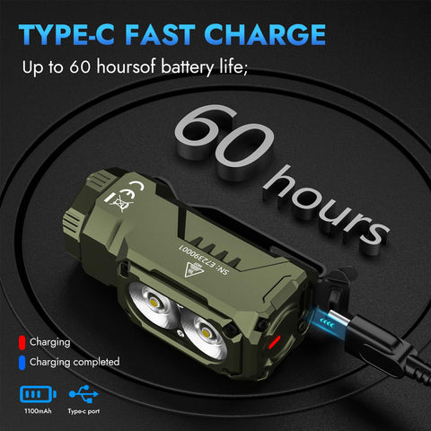 WUBEN E7 1100mAh rechargeable battery with clear charge status indicators.