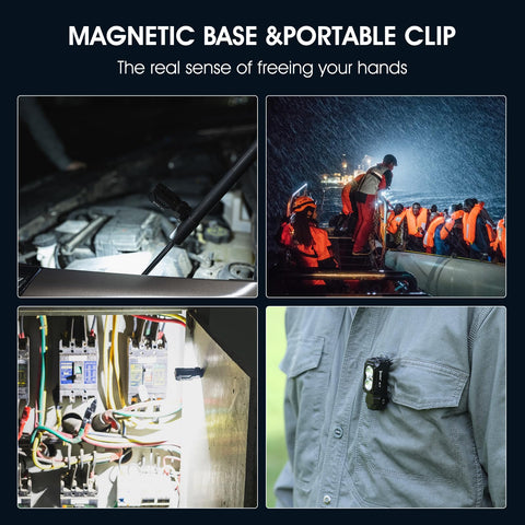 WUBEN E7 headlamp clip compatibility enables overhead lighting.