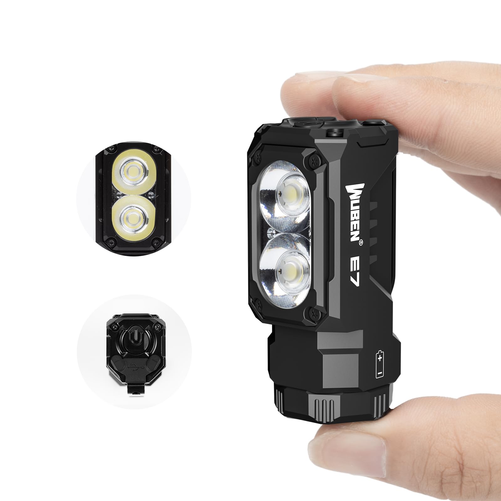 WUBEN E7 main front view, easy to grab for daily tasks.
