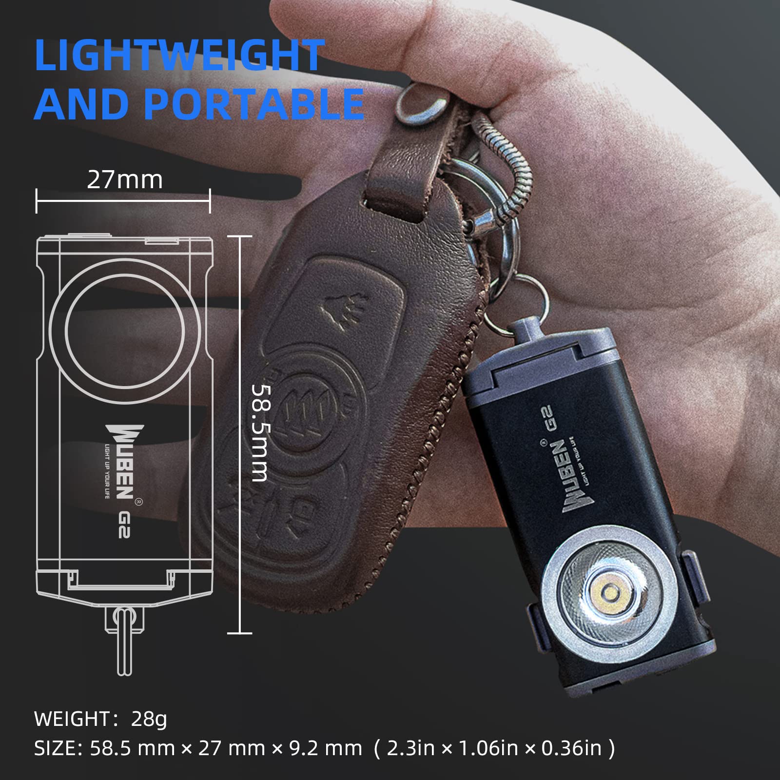 WUBEN G2 Mini wide-angle lens broadens illumination area.