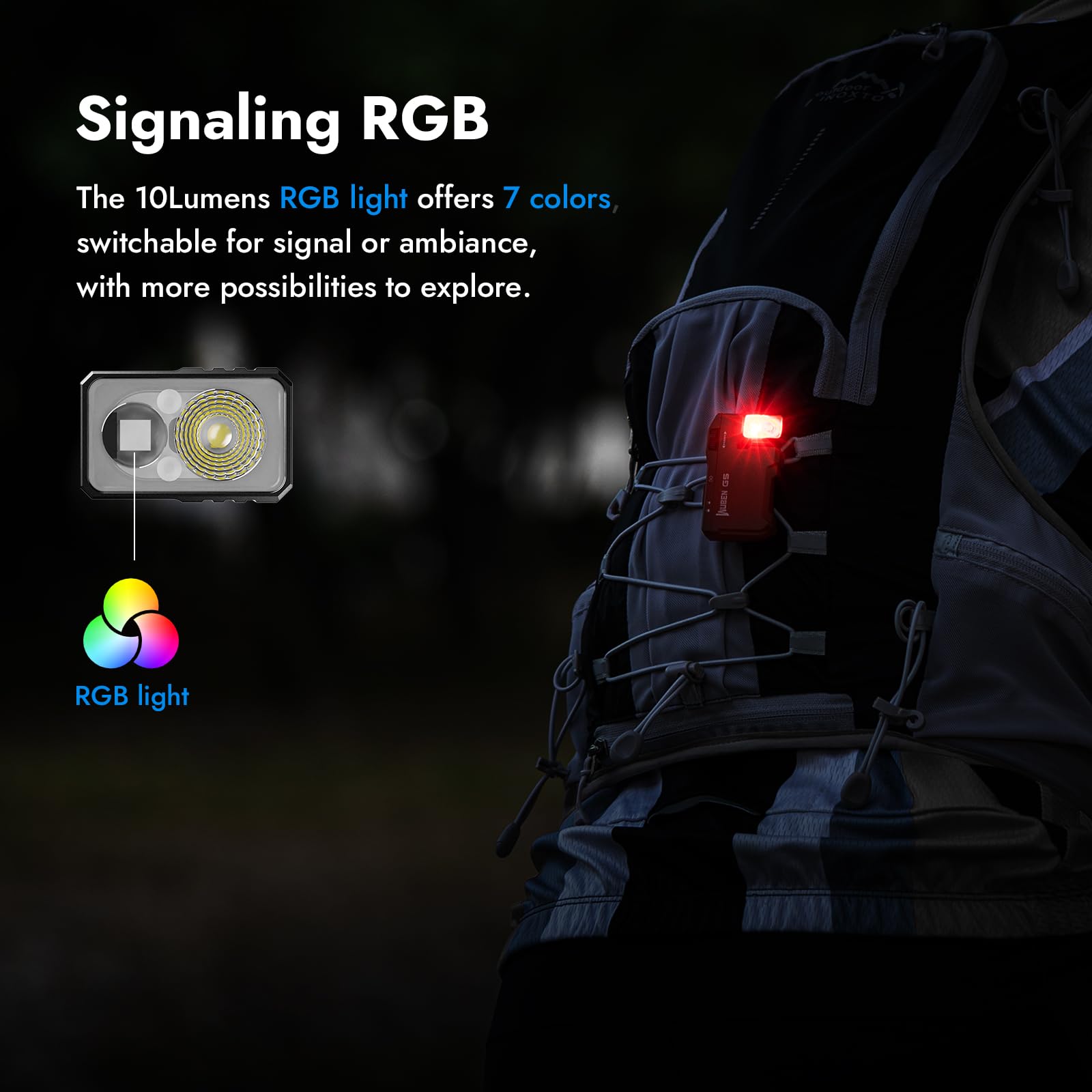 WUBEN G5 rotatable head and clip for multi-angle lighting