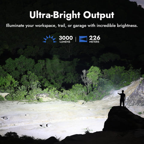 WUBEN L3 beam showing long-range illumination up to 226 meters