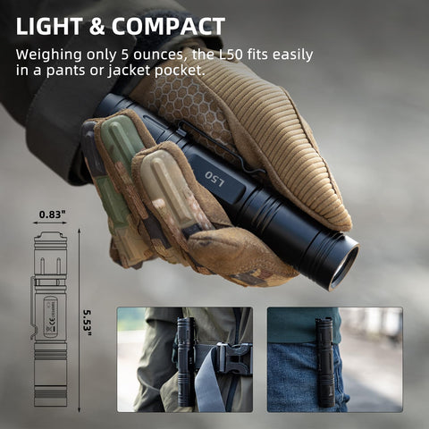 WUBEN L50 2600mAh battery compartment and access in use