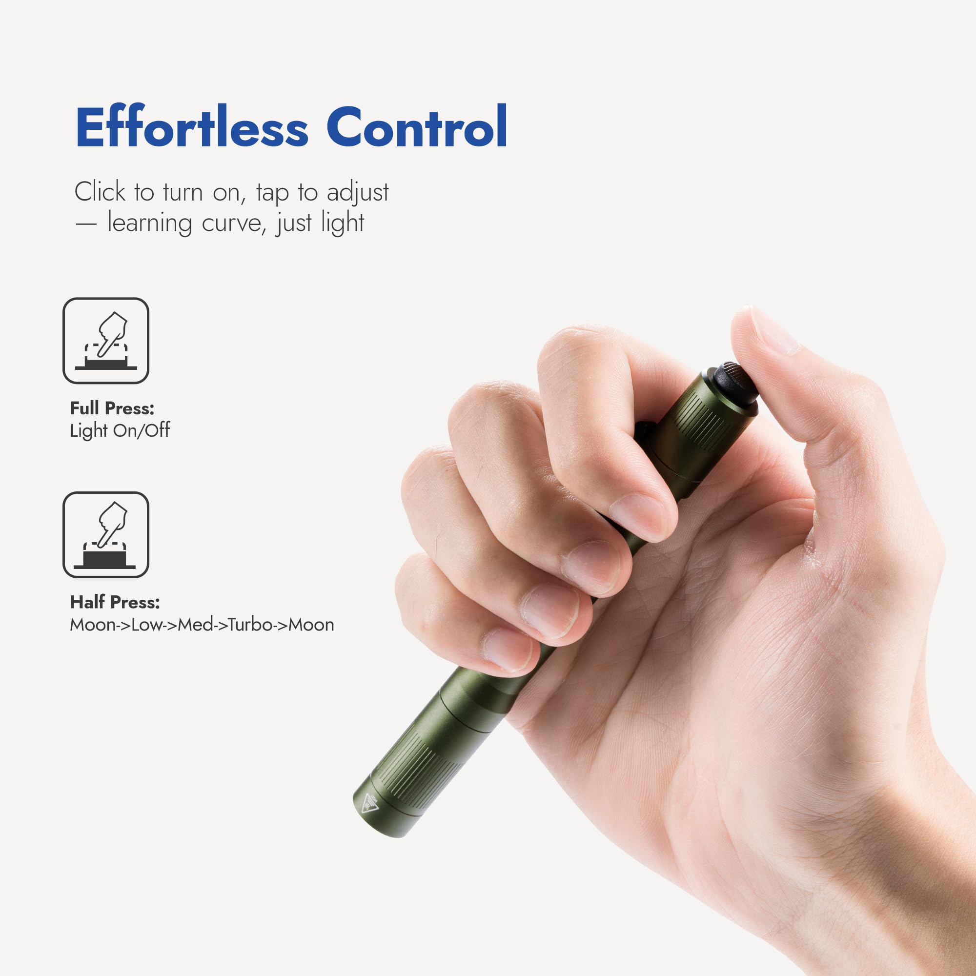 WUBEN PL01 pocket-size design fits easily in pockets and pouches.