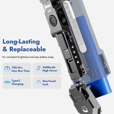 WUBEN X4 compact body with extended clip for portable carry.