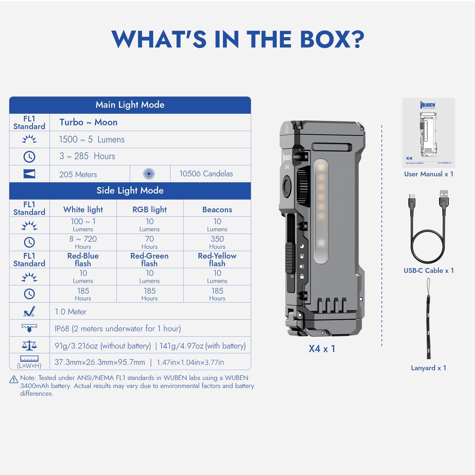 WUBEN X4 compact size and lightweight design for easy portability