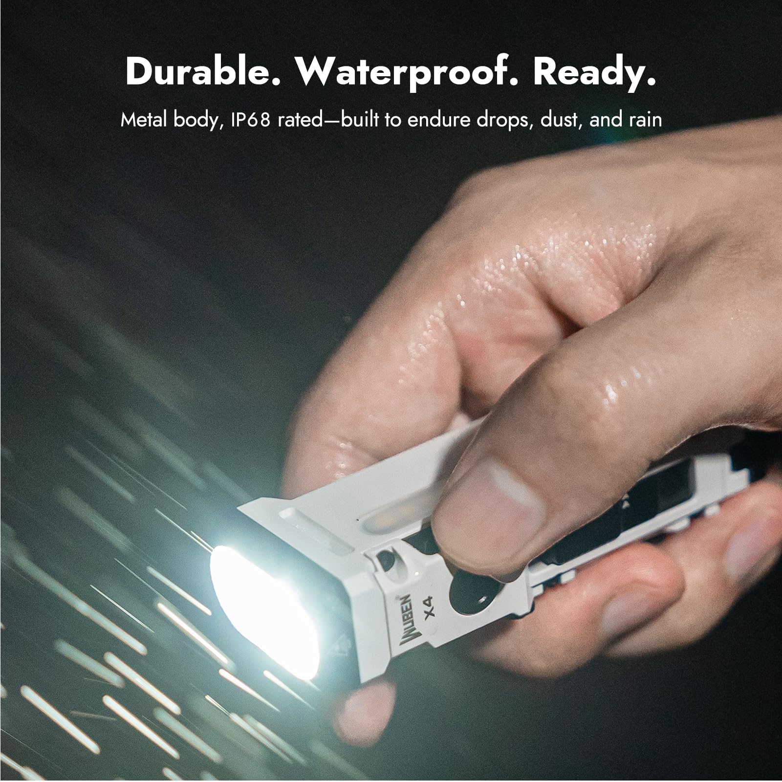WUBEN X4 magnetic tail for hands-free placement on metal surfaces