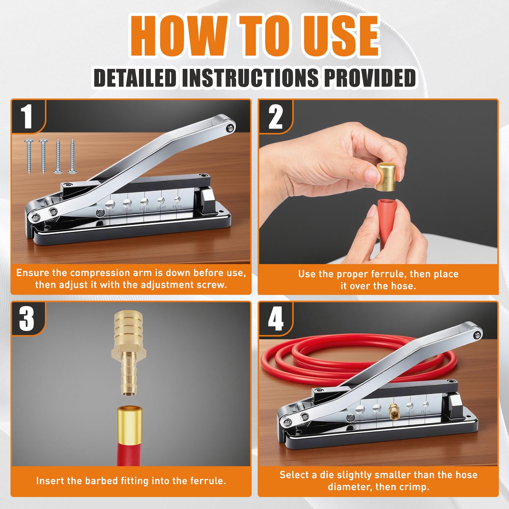 Wudey ferrules 0.625-inch ID included for reliable hose repair.