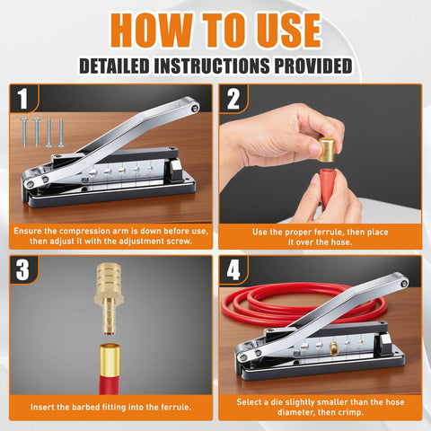 Wudey ferrules 0.625-inch ID included for reliable hose repair.