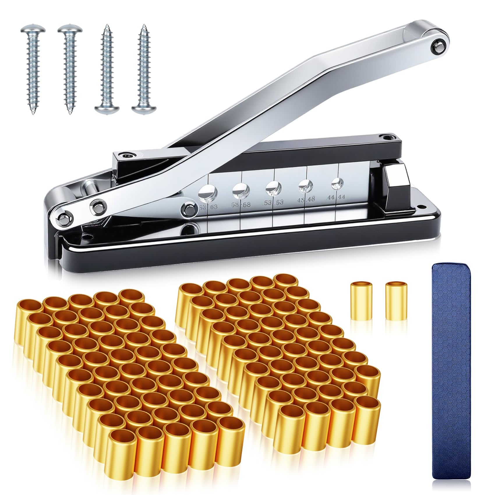 Wudey heavy duty hose crimper kit dies in action for precise crimps.