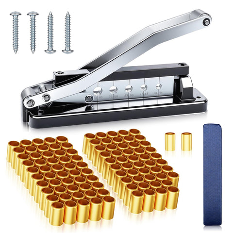 Wudey heavy duty hose crimper kit dies in action for precise crimps.