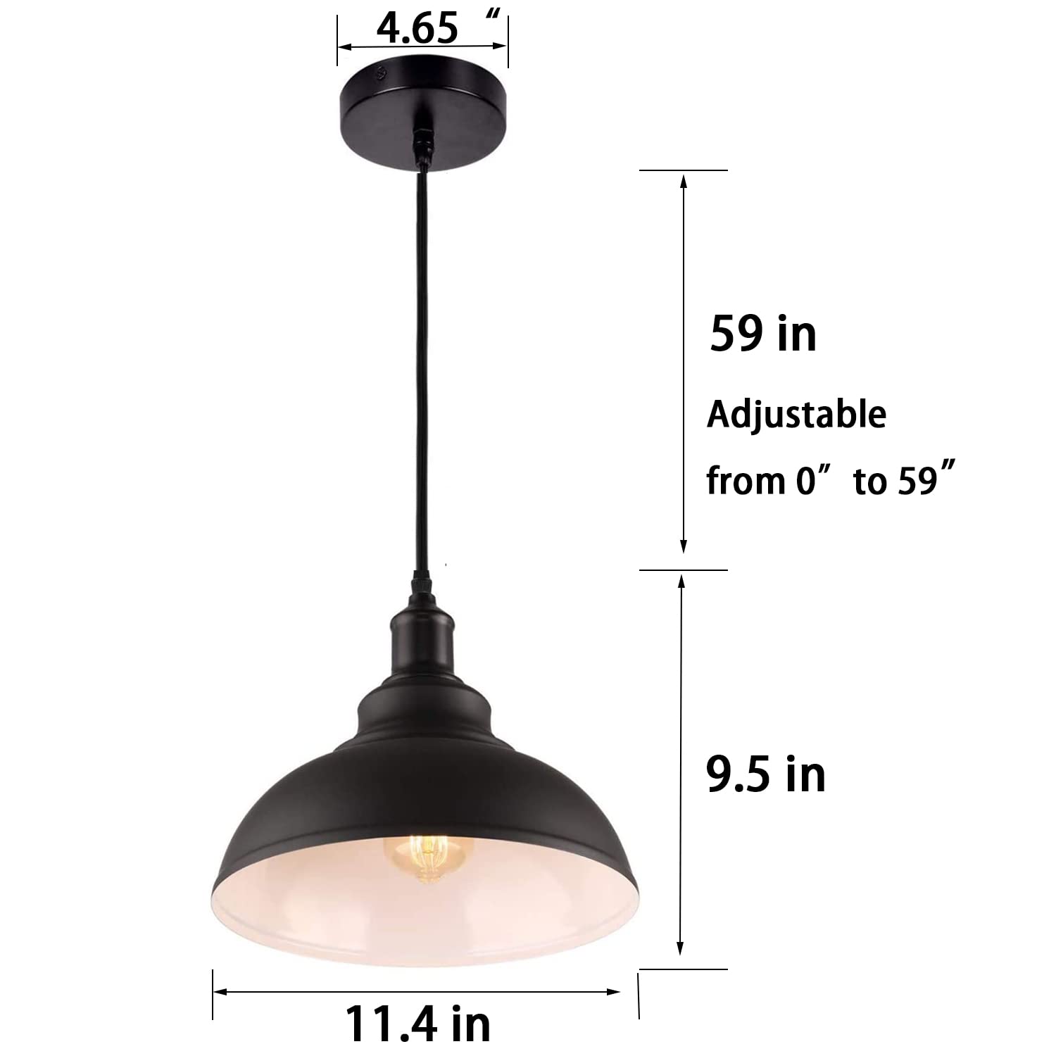 Wire-length adjustable pendant light showing metal construction details.