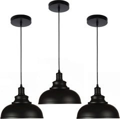 Wudor Black Dome pendant light viewed from front, ideal for industrial kitchen styling.