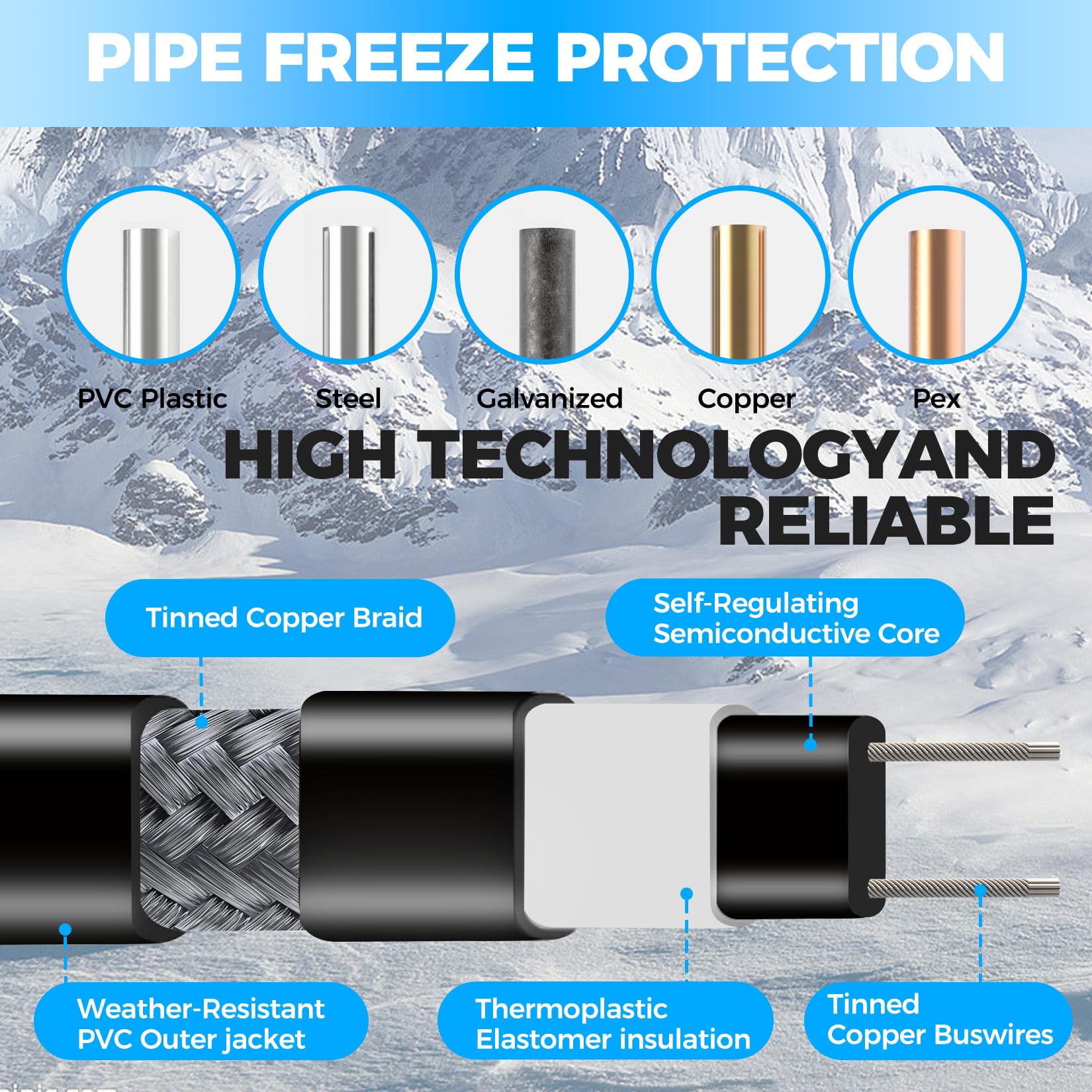 Wufoty copper-core heating wire delivers rapid response for reliable pipe warmth