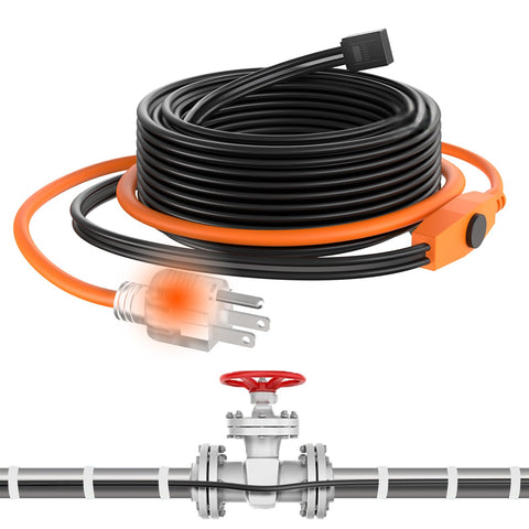 WUKHG 60ft pipe heat tape with thermostat for reliable pipe warming in cold weather