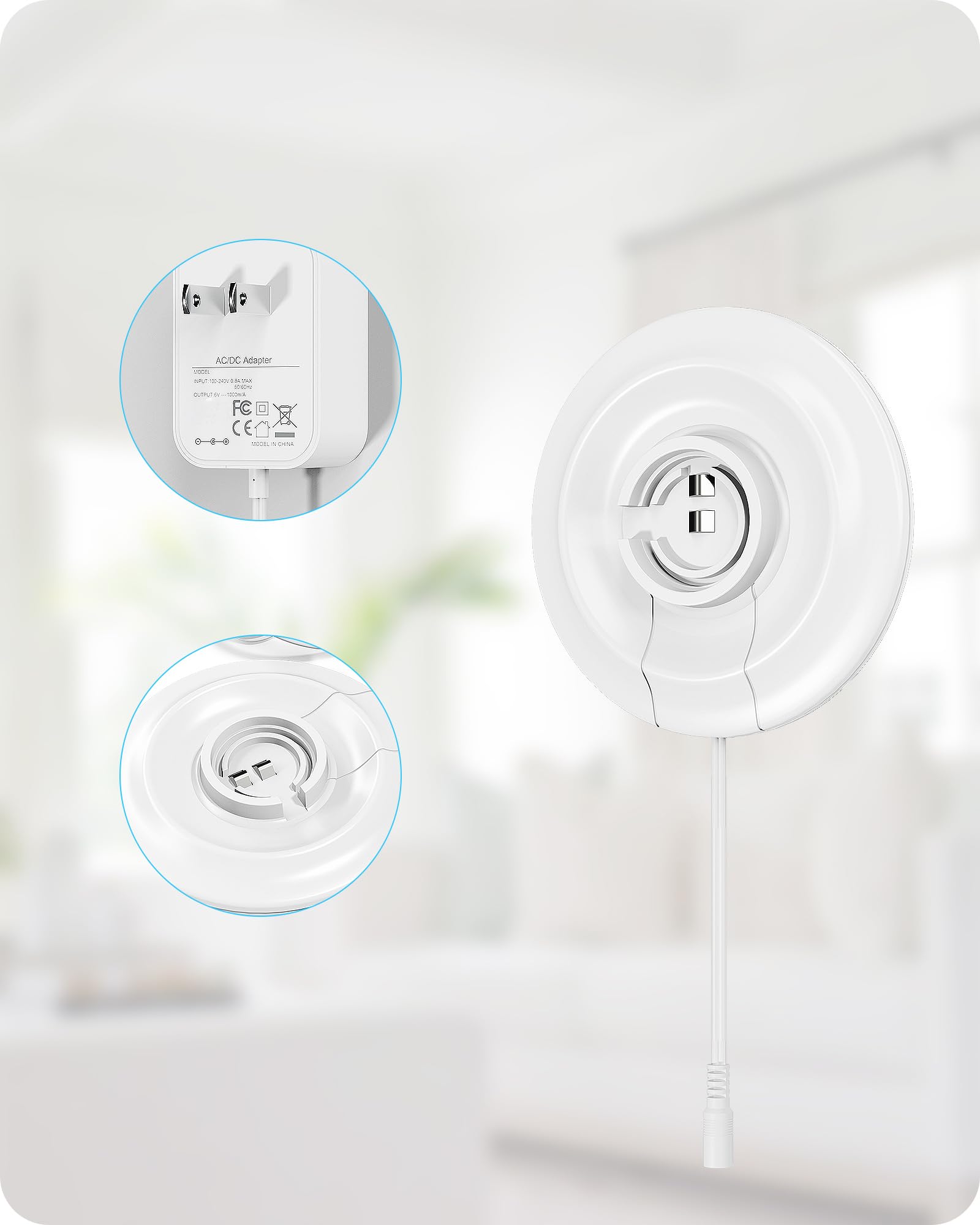 WUKUR charger base with extended 1.8 meter cord for flexible setup