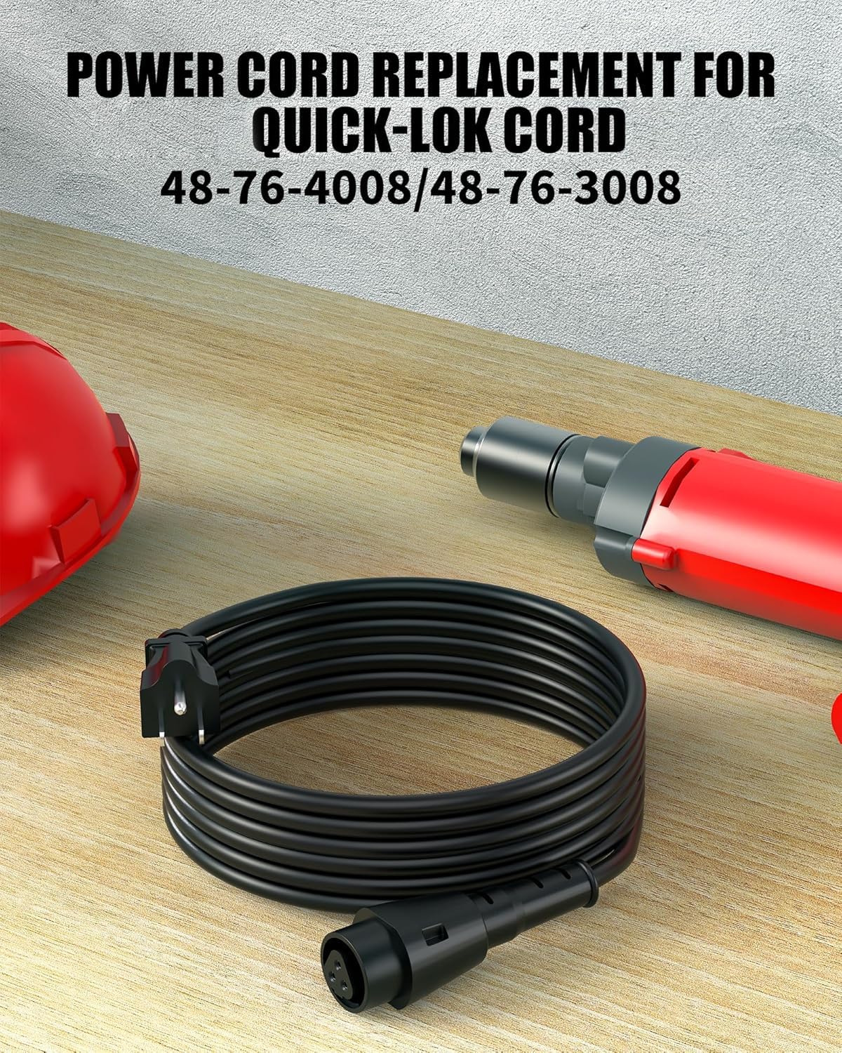WUKUR Quik-Lok cord with 125V 10A plug for common power tools.