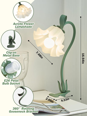WULCFCH flower clip lamp by the bed providing gentle night reading light