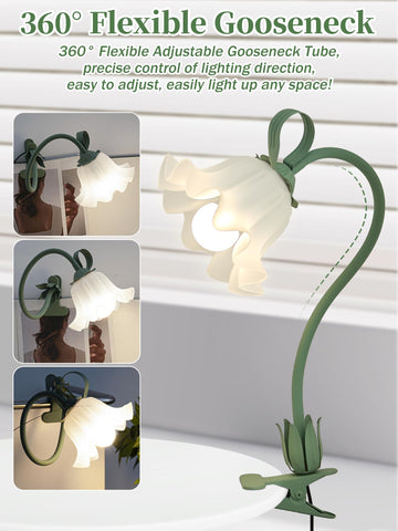 WULCFCH flower clip lamp showing three color modes for different tasks