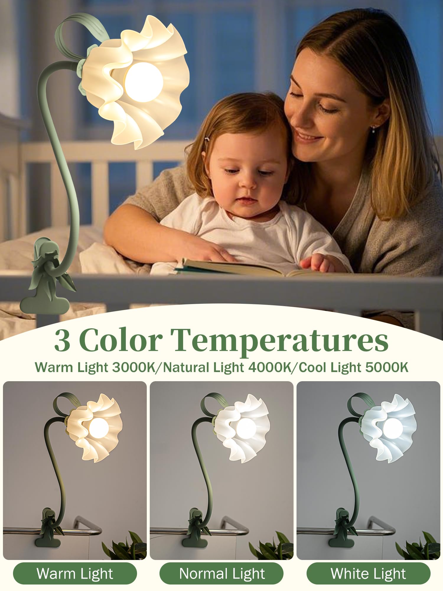 WULCFCH flower clip lamp with 360 degree gooseneck for flexible lighting