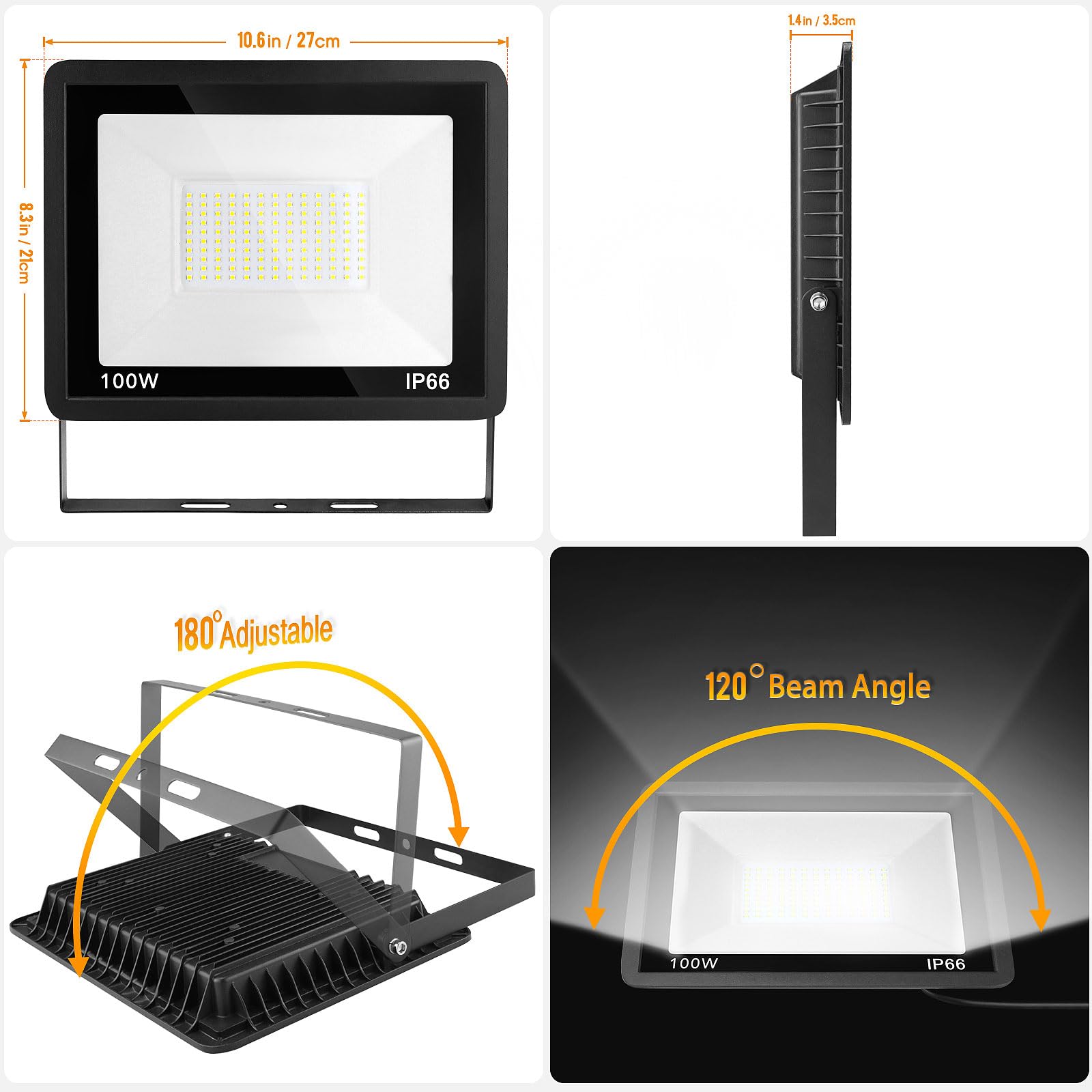WuliFun flood light with die cast housing for durability