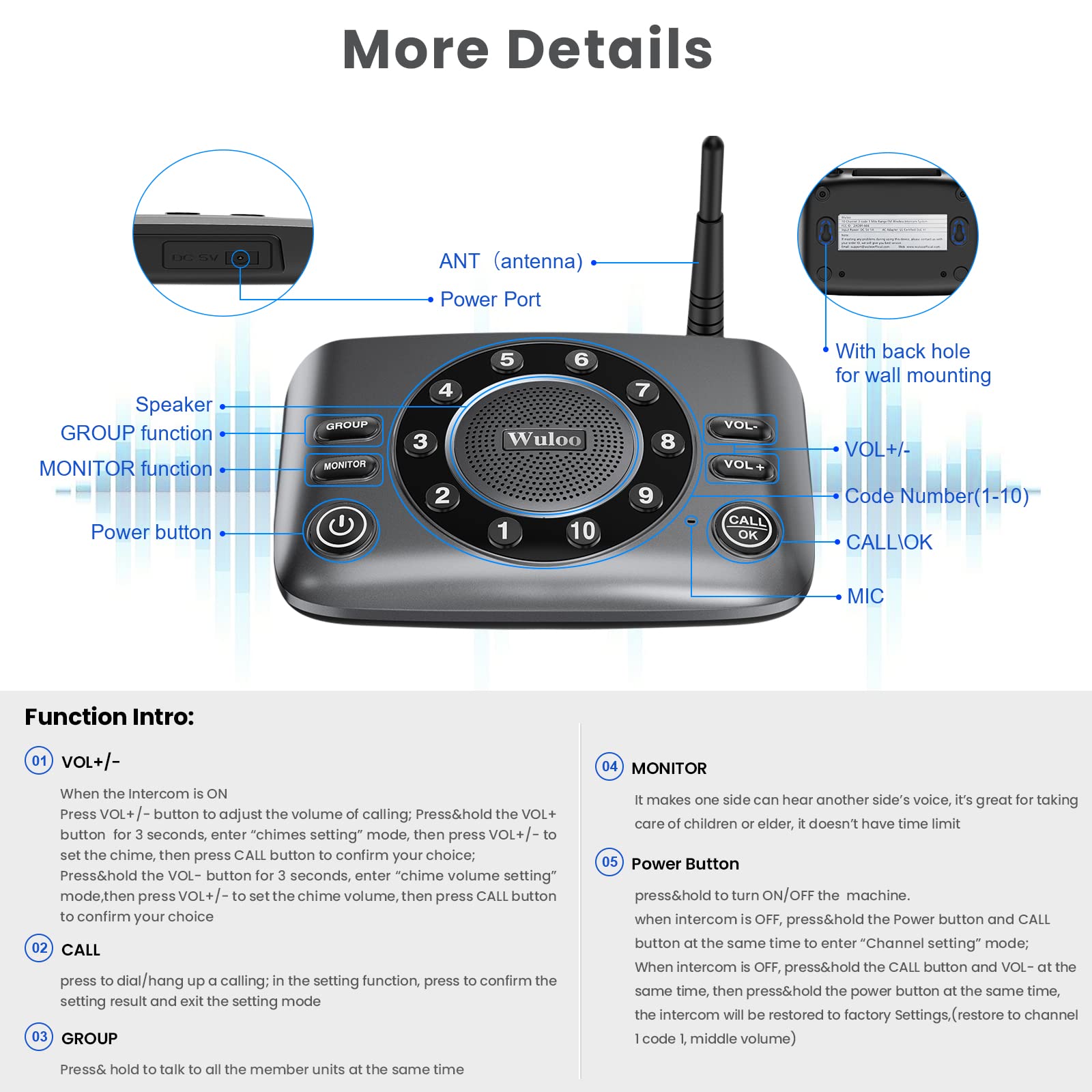 Wuloo adjustable chimes and volume for personalized alerts