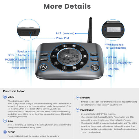Wuloo adjustable chimes and volume for personalized alerts