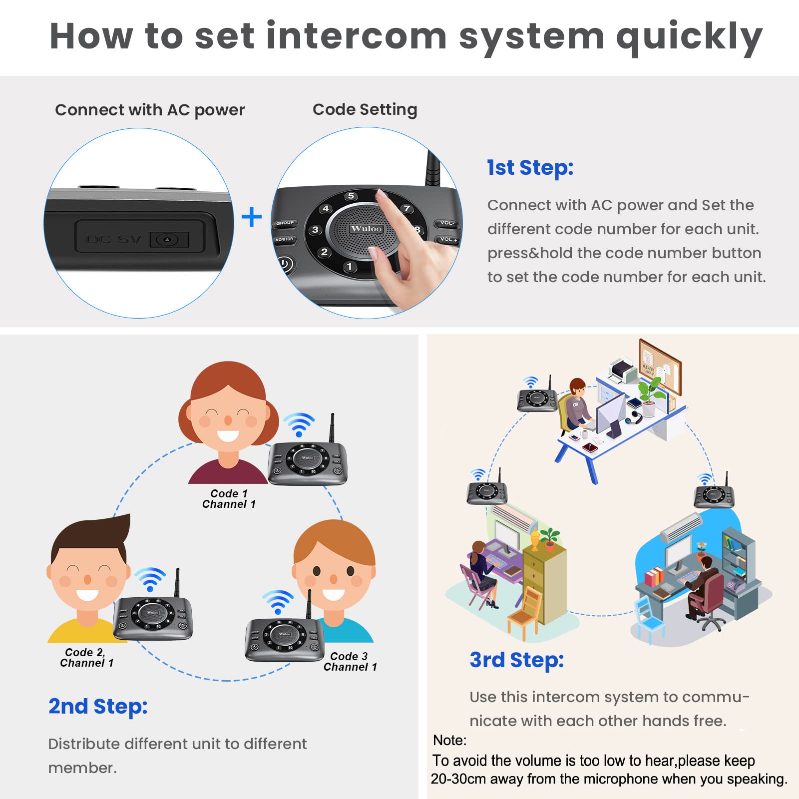 Wuloo expandable intercom up to 10 units for larger spaces