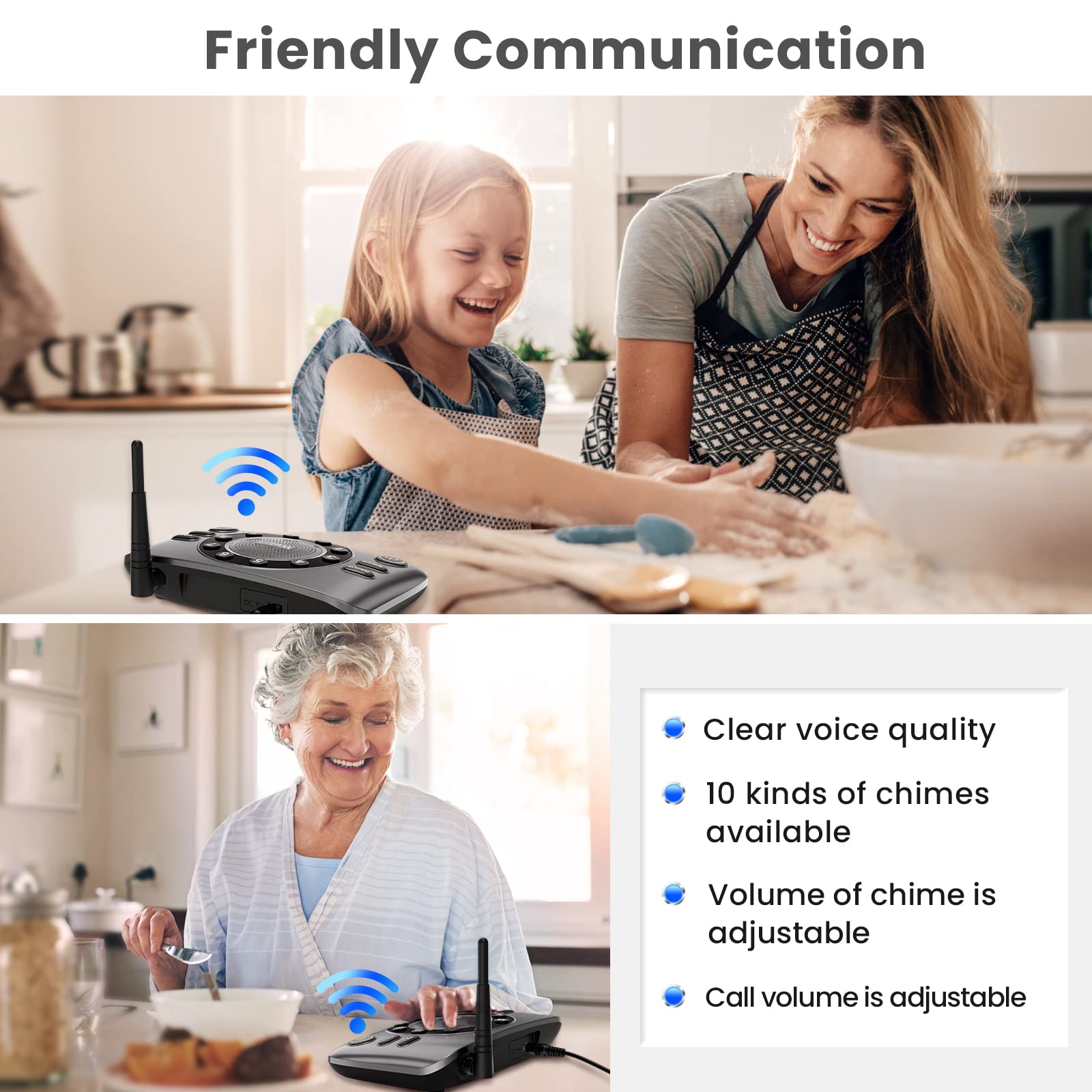 Wuloo hands-free intercom room-to-room for easy elderly care reminders