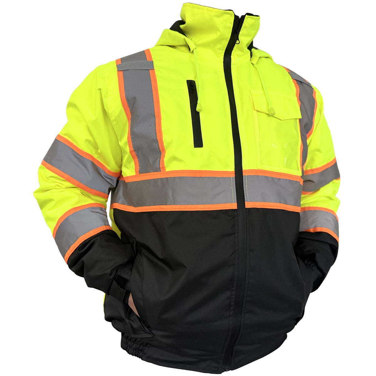 Wuple High Visibility Jacket front view in yellow enhances daytime visibility.