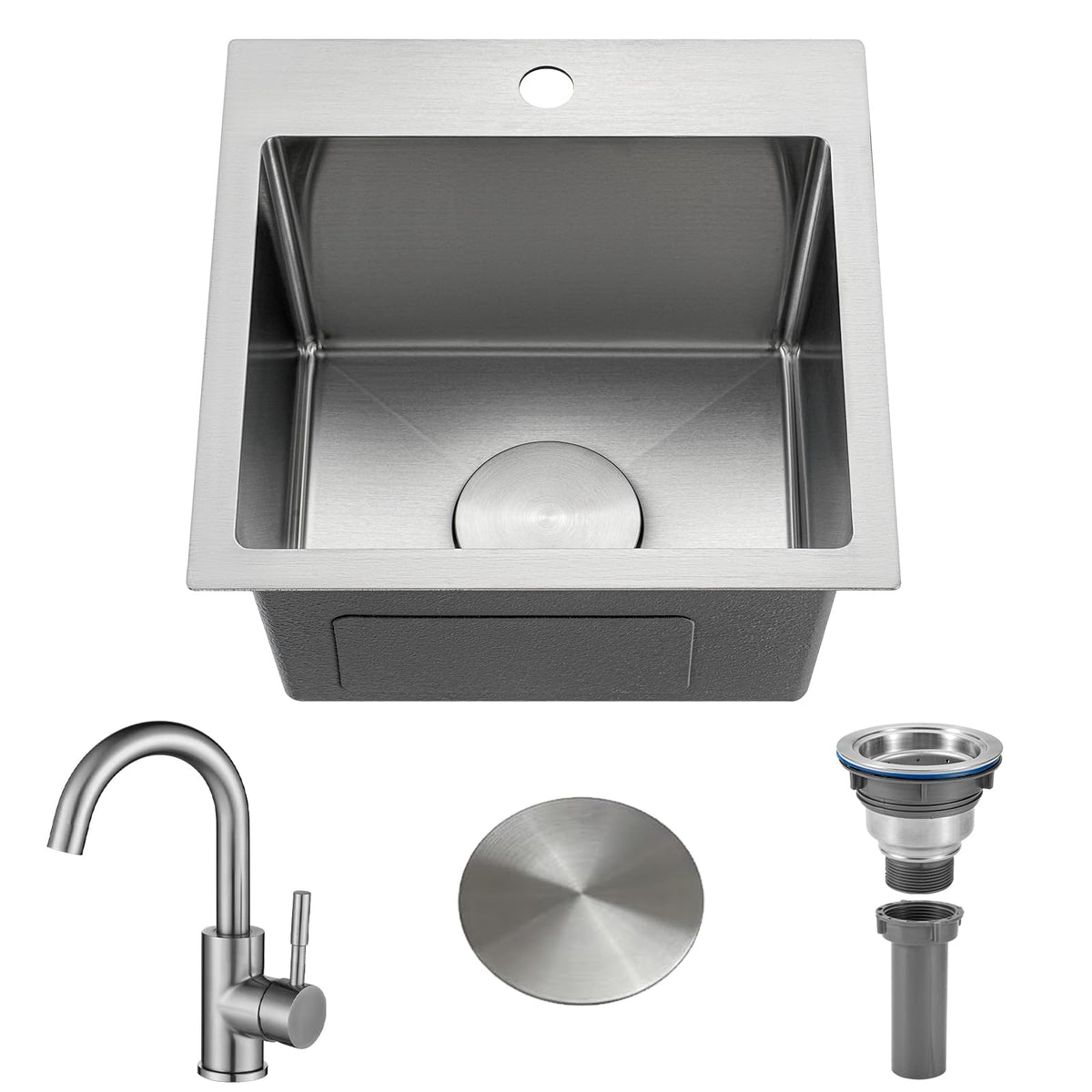 Wupste Bar Sink 15x15 exterior view showing compact bar fit for small spaces