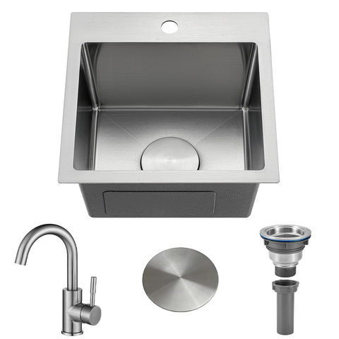 Wupste Bar Sink 15x15 exterior view showing compact bar fit for small spaces