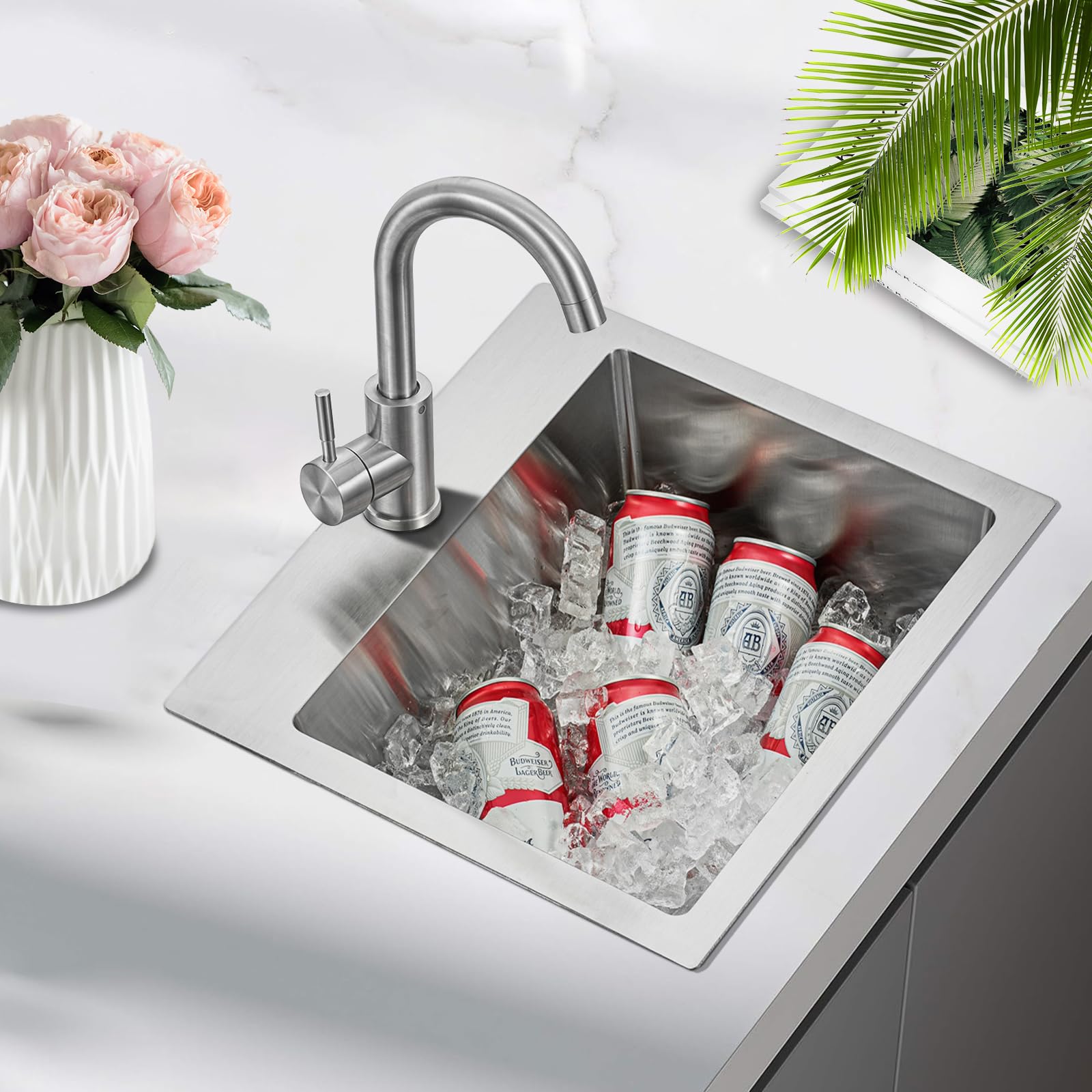 Wupste Bar Sink close-up of brushed finish for modern styling