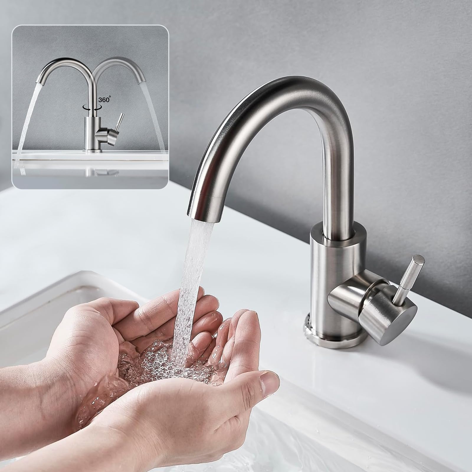Wupste Bar Sink with faucet combo installed in a compact setup