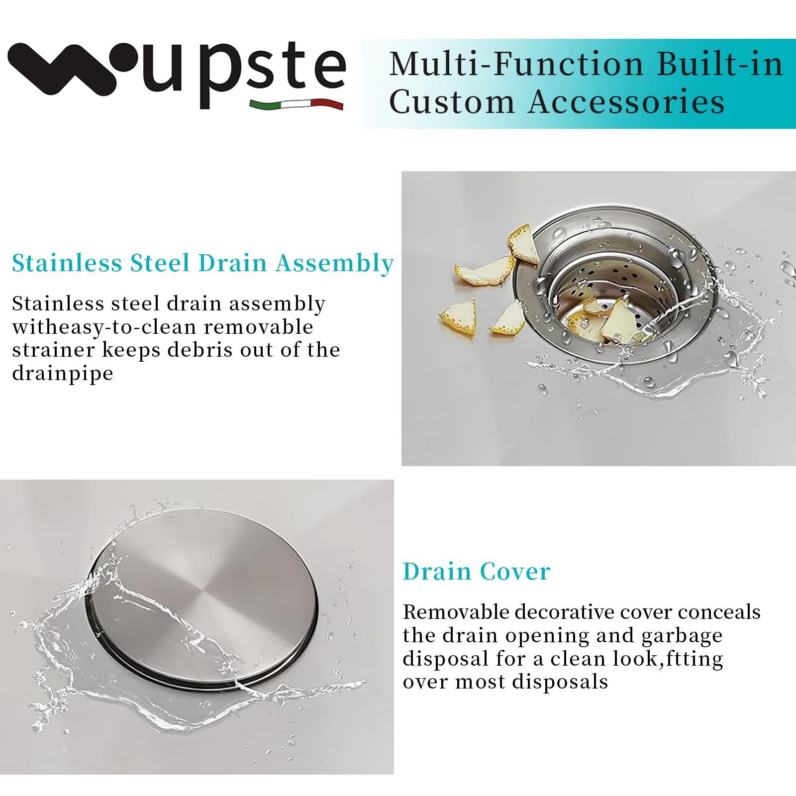 Wupste Bar Sink X-groove drain feature reducing standing water