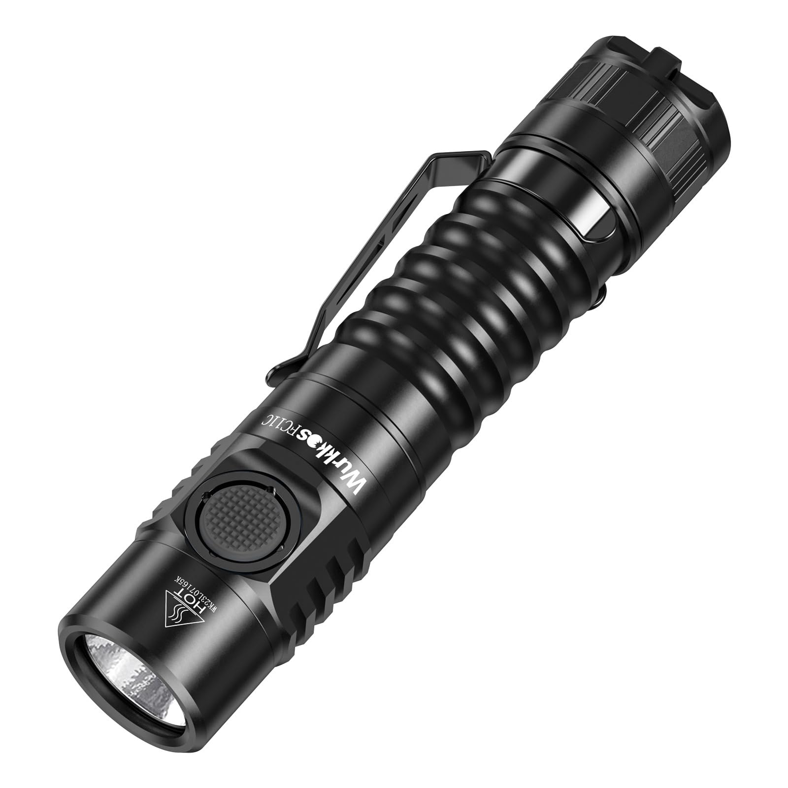 Wurkkos FC11C front view showing compact size and up to 1200 lumen output.