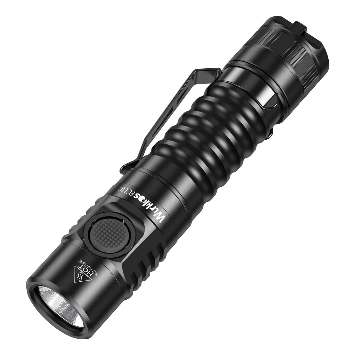 Wurkkos FC11C front view showing compact size and up to 1200 lumen output.