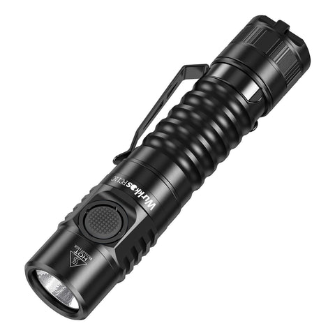 Wurkkos FC11C front view showing compact size and up to 1200 lumen output.