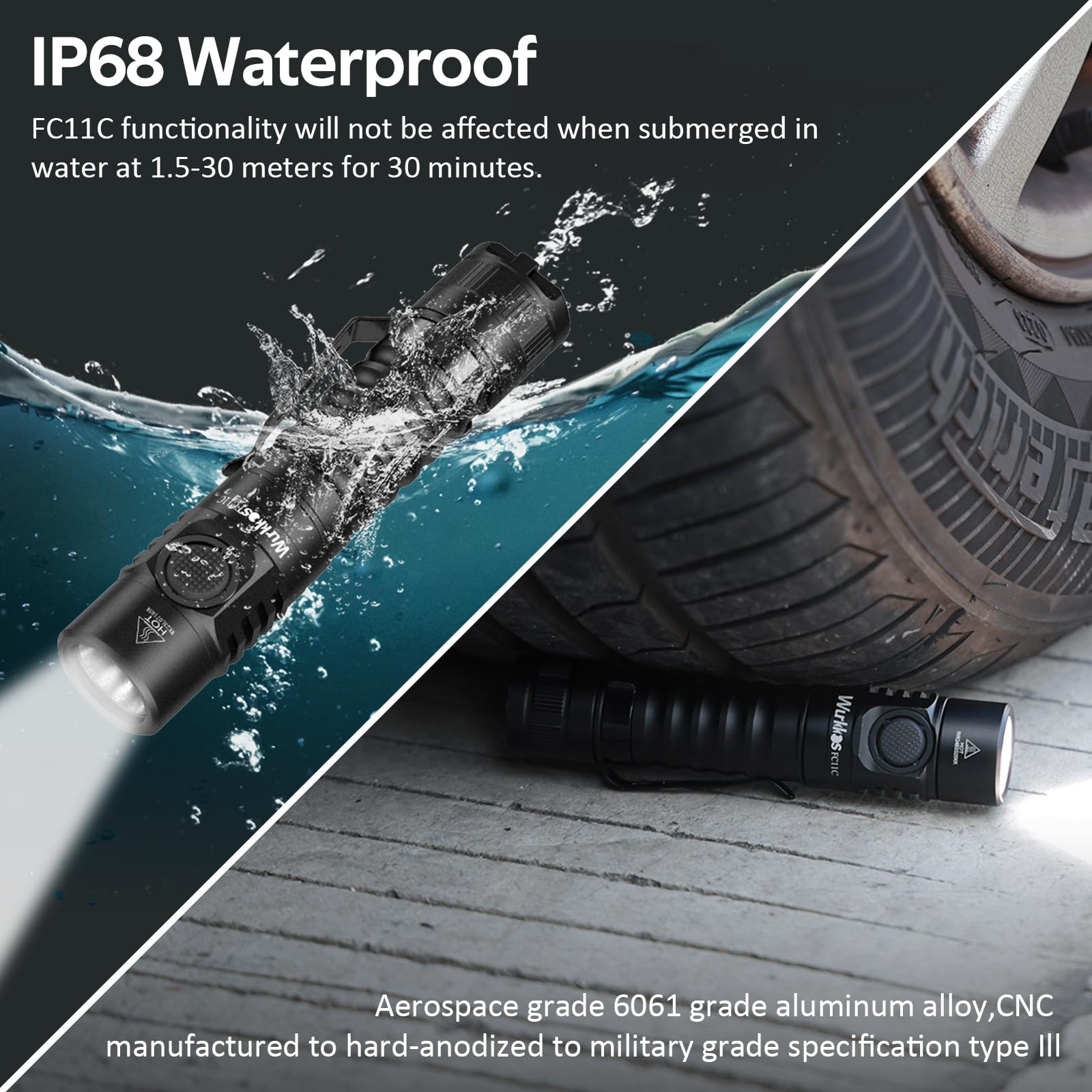 Wurkkos FC11C magnetic tail cap enabling hands‑free mounting.