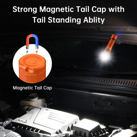 Wurkkos FC11C magnetic tail cap enables hands-free use on metal surfaces